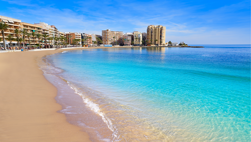 Playa del Cura beach in Torrevieja, Spain