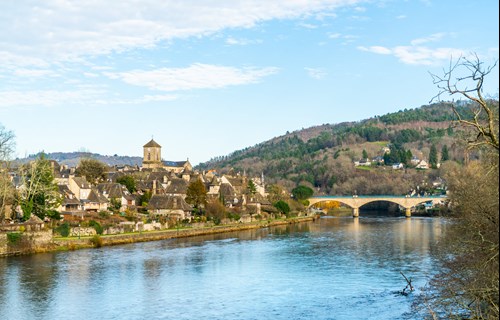 Village by river in the Dordogne