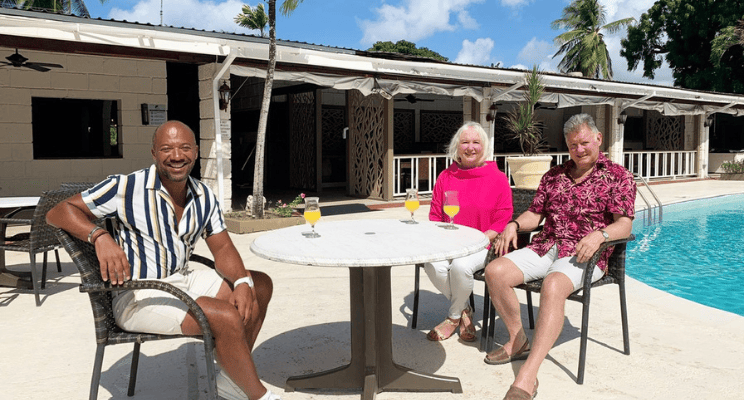 Craig Rowe and house hunters in Barbados