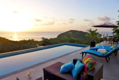 St-Lucia-Homes-GRI005-Lab-Villa-Pool-sunset-view