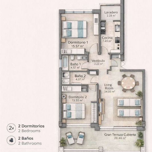 Image No.22-2 Bed Property for sale