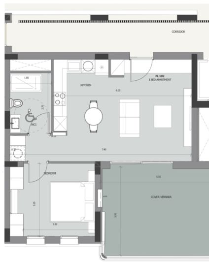 Image No.11-Appartement de 1 chambre à vendre
