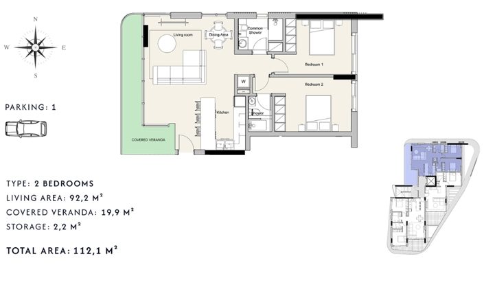 Image No.3-Appartement de 2 chambres à vendre à Agios Athanasios