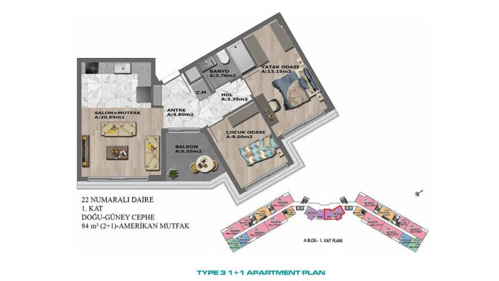 Image No.24-Appartement de 1 chambre à vendre à Altintas