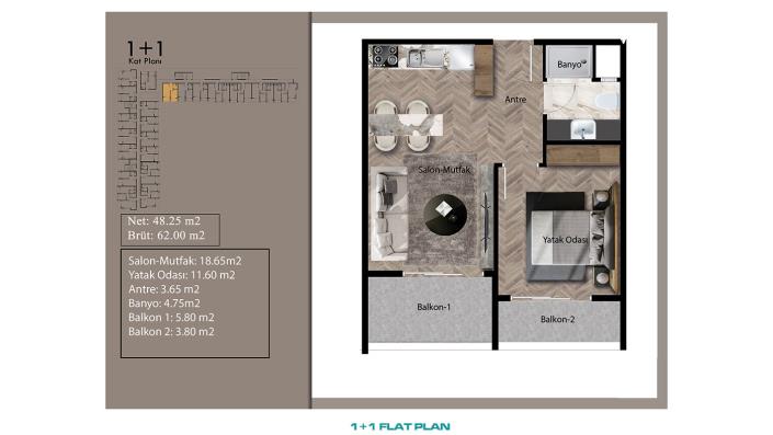 Image No.18-Appartement de 1 chambre à vendre à Turquie