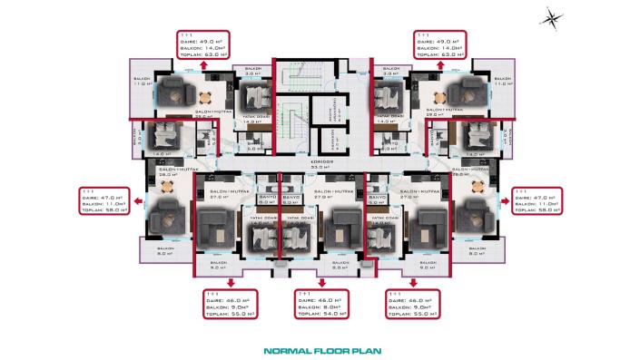 Image No.12-Appartement de 1 chambre à vendre à Mahmutlar