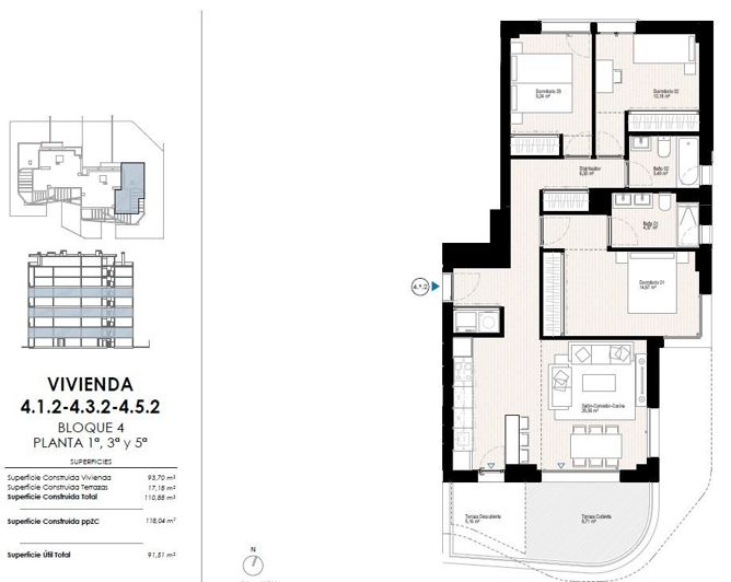 Image No.18-3 Bed Apartment for sale