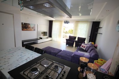 	 Furnished Modern Apartment For Sale in Side, Turkey- Living area