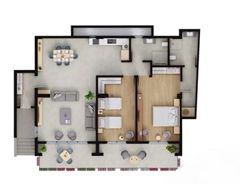 Fethiye Town Nature View Apartments - Sample 2 bedroom floor plan