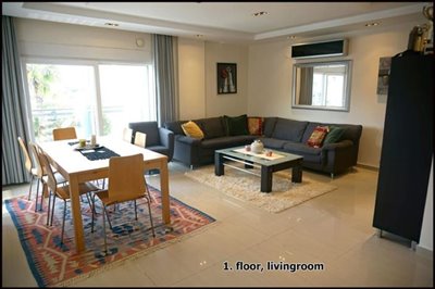 4-Bed Penthouse in Belek-Lounge and Dining Area