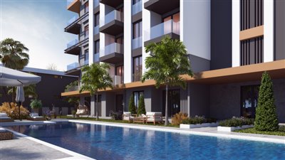 Off Plan Modern Antalya Property For Sale-Pool View