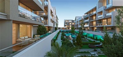Stunning Off Plan Cesme Apartments For Sale - Looking down to the garden