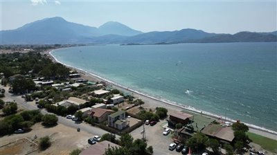 Newly Built Unique Calis Villa For Sale - Arial view from side of villa