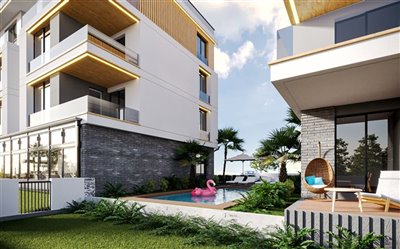 Antalya Off-Plan Apartments For Sale - Exterior gardens and ground floor terrace
