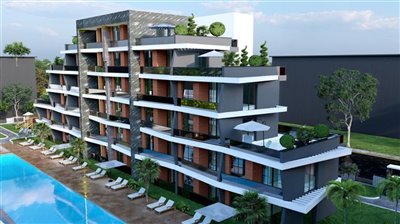 Antalya Off-Plan Apartments For Sale in Altintas - Side view towards the complex