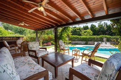 Beautiful Gocek Stone Villa For Sale - Beautiful covered terrace