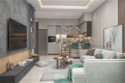 Luxury Off-Plan Antalya Properties For Sale - Open-plan kitchen