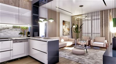 Impressive Antalya Apartments For Sale - Open-plan stylish kitchen