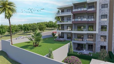 Nearing Completion Modern Kusadasi Apartments For Sale - Levelled gardens