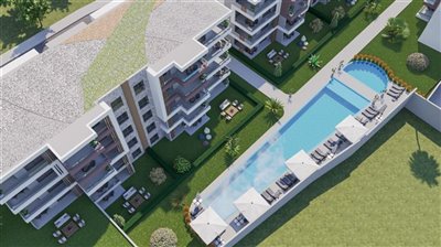 Nearing Completion Modern Kusadasi Apartments For Sale - Arial view over complex