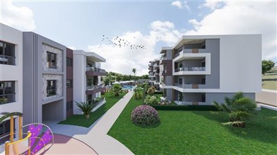 Nearing Completion Modern Kusadasi Apartments For Sale - Lush green communal gardens and children's playground