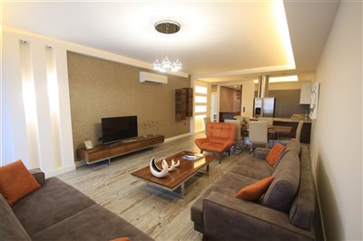 Newly Built, Sea and City View Kusadasi Apartments For Sale - Gorgeous lounge with ambient lighting