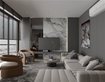Off-Plan Luxury Smart Home Apartments Close To Lara In Altintas - Luxury living room
