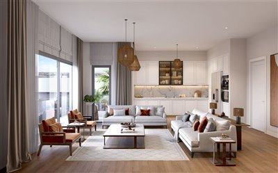 Luxury Antalya Investment Apartments For Sale - Open-plan living space
