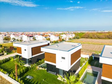 Detached State-Of-The-Art Kusadasi Villa - Arial view displaying the exterior layouts and private pools