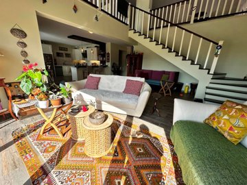 Serene Dalyan Duplex Villa For Sale - Lounge area with open staircase
