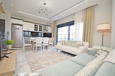 Sea View 2-Bed Alanya Apartment Just 100m From The Beach - From lounge through to kitchen