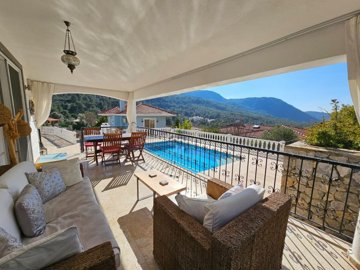 Charming Detached Villa In Fethiye For Sale with Private Pool and Gardens - Huge, covered sun terrace, perfect for alfresco dining