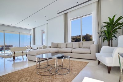 Luxury Bodrum Newly Built Elite Property For Sale - Lounge area with huge windows offering nature views