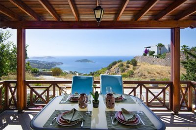 Pristine Sea View Villa For Sale In Yalikavak – Cevered veranda with stunning sea views