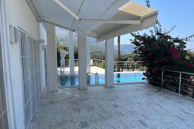 A Dream Villa In Dalaman With Sea & Nature Views & A Private Pool For Sale - Shady terrace next to the pool