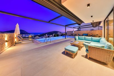 Deluxe Kalkan Property For Sale - Vast sunny terrace around the private pool