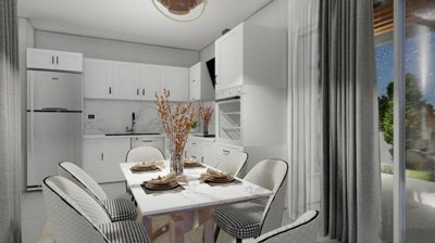 Deluxe Off-Plan Fethiye Property For Sale - Dining area through to the kitchen