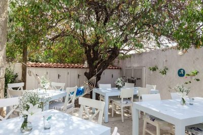Idyllic Boutique Hotel For Sale In Alacati - Exterior dining 