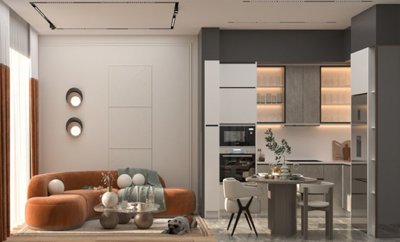 Smart Home Apartment For Sale In Antalya - Living space and kitchen
