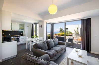 A Serene Duplex Garden Apartment In Bodrum For Sale - Furnished lounge with amazing sea views