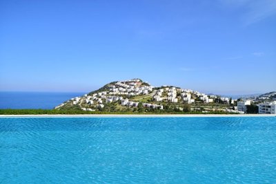 A Serene Duplex Garden Apartment In Bodrum For Sale - Large communal swimming pool with full sea views