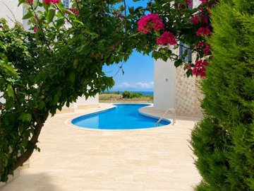 Marina View Didim Property - View through the garden to the pool