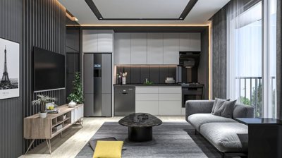 Sleek Antalya Property Investments For Sale - Open-plan living space and kitchen