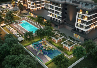 Notable Investment Properties For Sale In Antalya - Shared pool and children's play area