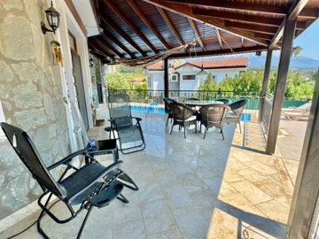 Ornate Detached Villa In Fethiye For Sale - Covered terrace poolside