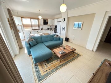Sea View Apartment For Sale In Akbuk, Didim - Open-plan living space