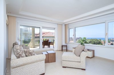 Outstanding Property For Sale In Alanya – Lounge with sea view balcony