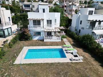 Luxurious Renovated Villa For Sale In Milas, Bogazici - Arial view of the villa and gardens