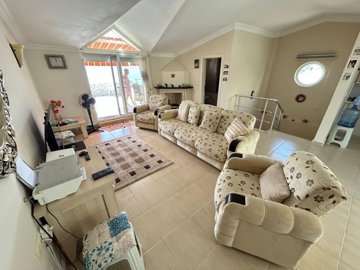Notable Sea View Penthouse For Sale In Akbuk, Didim - Lounge with sea view terrace