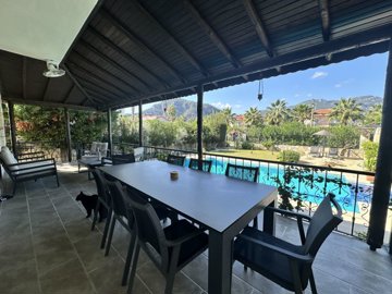 Charming Villa For Sale In Dalyan With A Private Pool & Garden - Large shady poolside terrace